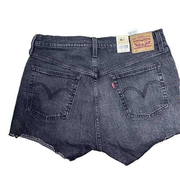 Levi's‎ Womens 501 Denim Shorts Black Raw Hem High Rise Size 31 Button Fly New - Picture 2 of 11